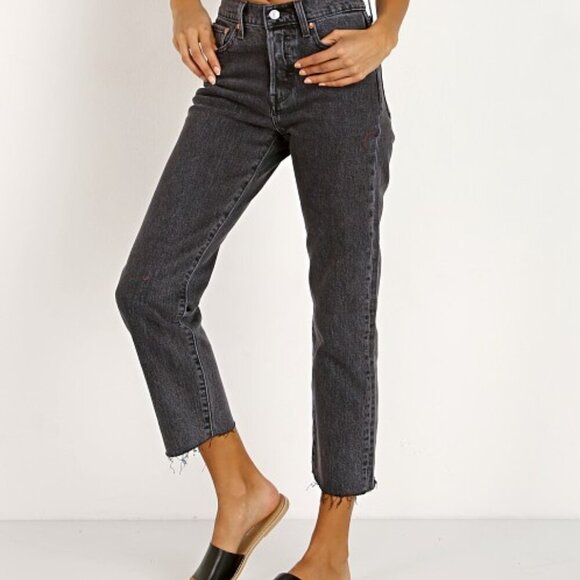 Levi’s Black Wash wedgie straight button fly jeans 24 - Picture 2 of 9